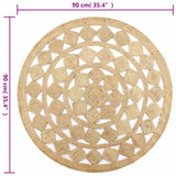 Handmade Rug Braided Jute 90 cm - Rear View