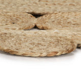 Handmade Rug Braided Jute 90 cm - Side View