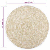 Handmade Rug Jute White and Natural 120 cm - 45-Degree Angle