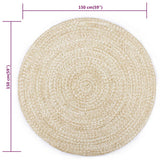 Handmade Rug Jute White and Natural 150 cm - 45-Degree Angle