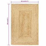 Handmade Rug Jute Natural 80x160 cm - 45-Degree Angle