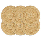 Placemats 6 pcs Plain Natural 38 cm Round Jute