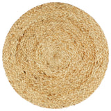 Placemats 6 pcs Plain Natural 38 cm Round Jute - Front View
