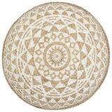 Handmade Pouffe White 45x30 cm Jute - Front View