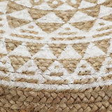 Handmade Pouffe White 45x30 cm Jute - Side View