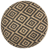 Handmade Pouffe Black 45x30 cm Jute - Front View