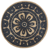 Handmade Pouffe Blue 45x30 cm Jute - Front View