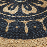 Handmade Pouffe Blue 45x30 cm Jute - Side View