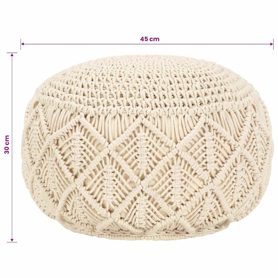 Macrame Handmade Pouffe 45x30 cm Cotton
