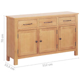 Sideboard Brown 112 x 33.5 x 70 cm Solid oak wood - Rear View