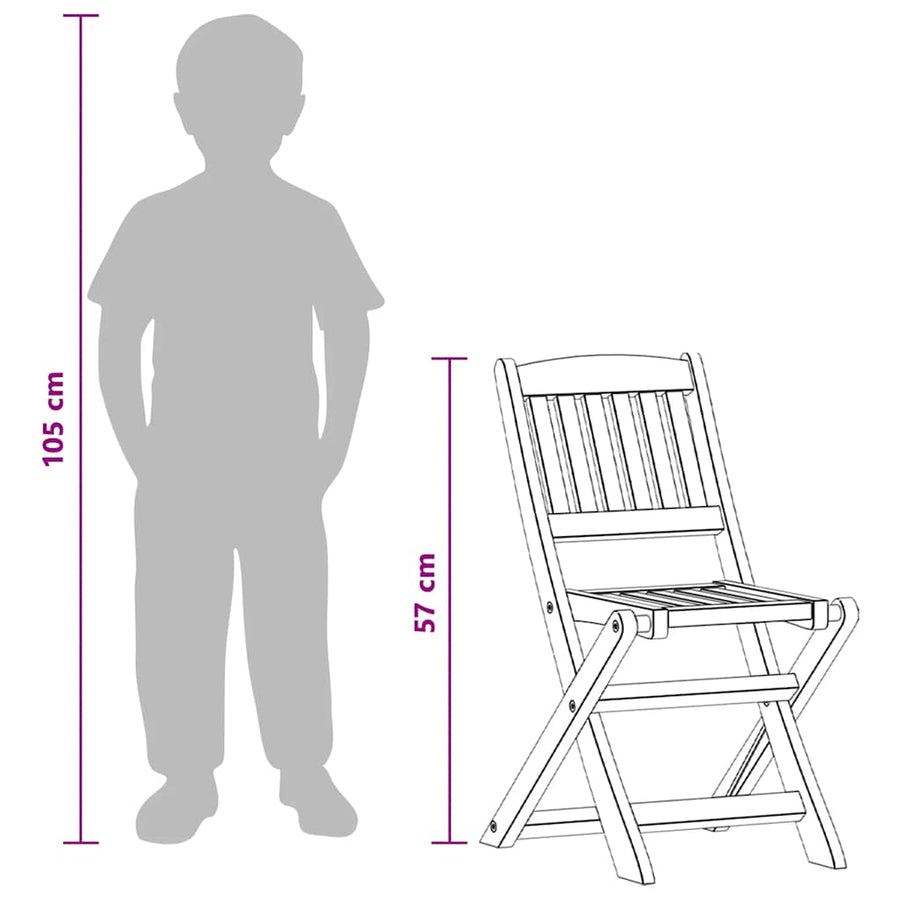 Children's Folding Chairs 2 pcs Solid Eucalyptus Wood