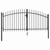 Double Door Fence Gate with Spear Top 300x150 cm