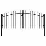 Double Door Fence Gate with Spear Top 300x150 cm - Front View