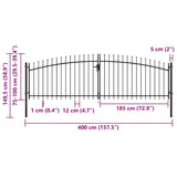 Double Door Fence Gate Woerden with Spear Top 400x149.5 cm
