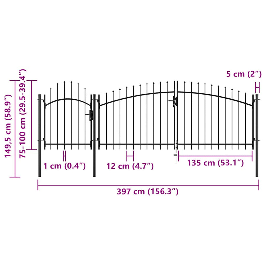 Garden Gate Woerden Steel 1x4 m Black