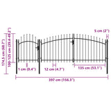 Garden Gate Steel 1,25x4 m Black - 45-Degree Angle