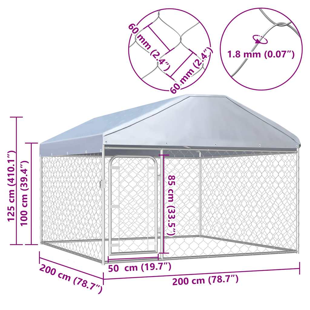 Outdoor Dog Kennel with Roof 200x200x135 cm