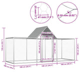 Chicken Coop 3x1x1.5 m Galvanised Steel - Rear View