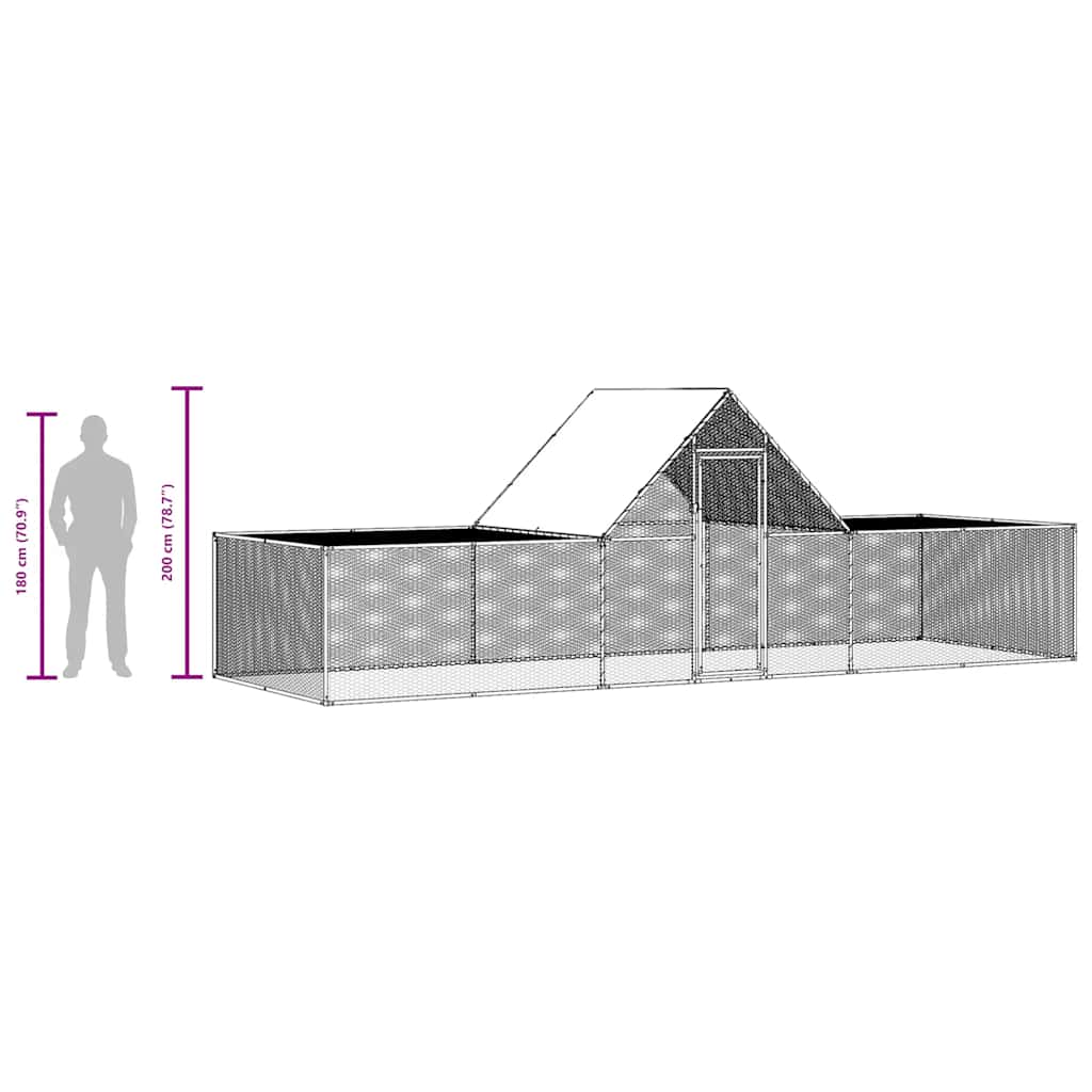 Chicken Coop 6x2x2 m Galvanised Steel