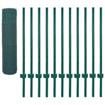 Wire Mesh Fence with Posts Steel 25x0.5 m Green