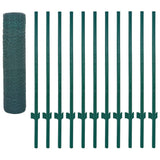 Wire Mesh Fence with Posts Steel 25x0.5 m Green - Side View