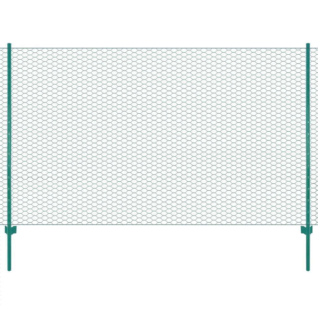 Wire Mesh Fence with Posts Steel 25x2 m Green
