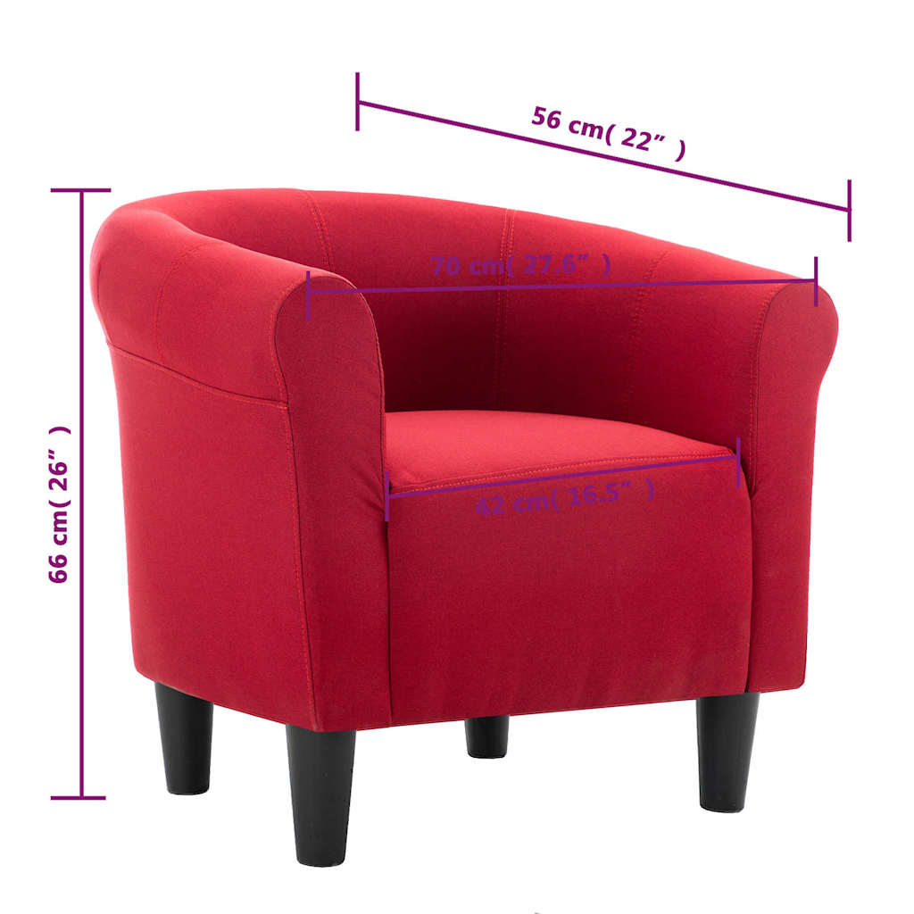 Armchair Wine Red Fabric
