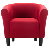 2 Piece Armchair and Stool Set Wine Red Fabric - 45-Degree Angle