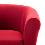2 Piece Armchair and Stool Set Wine Red Fabric
