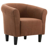2 Piece Armchair and Stool Set Brown Fabric - Top-Down View