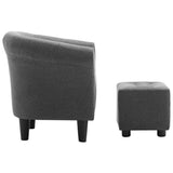 2 Piece Armchair and Stool Set Dark Grey Fabric - Side View