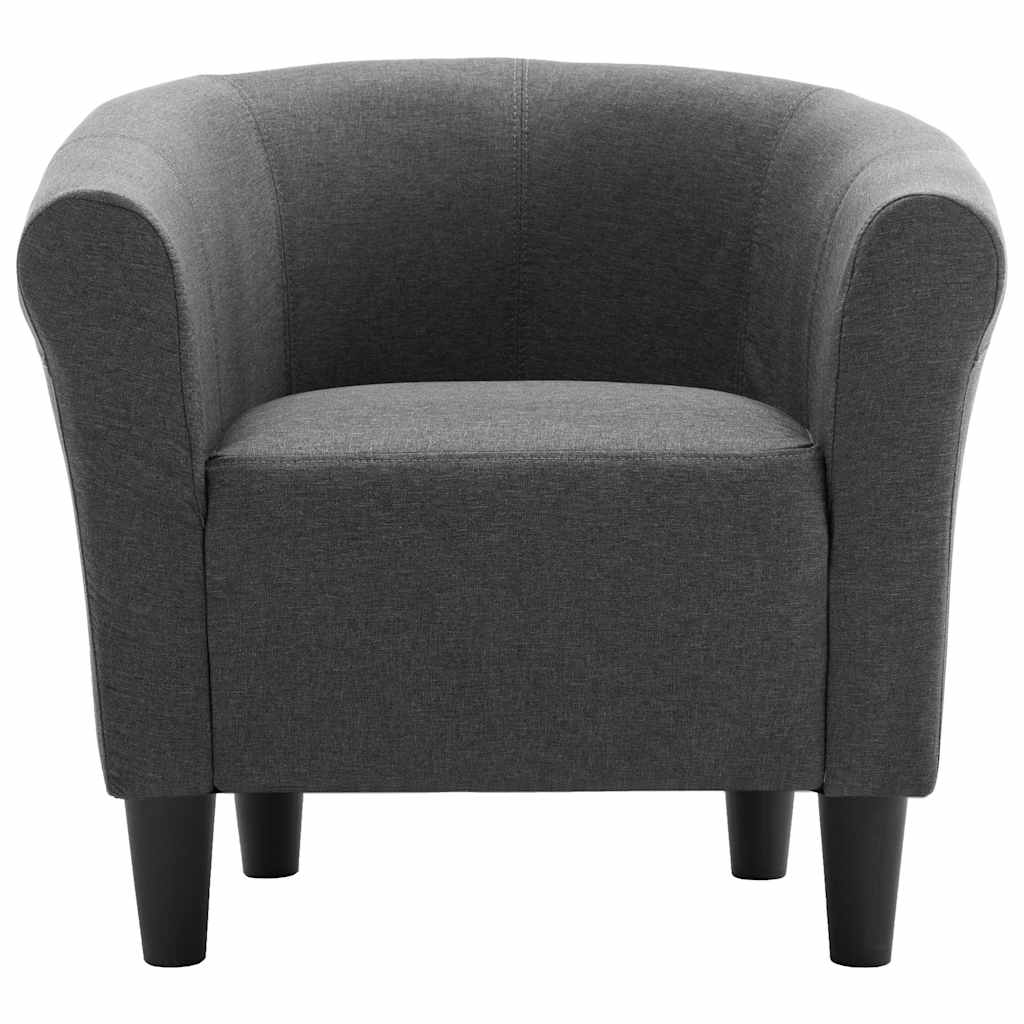 2 Piece Armchair and Stool Set Dark Grey Fabric