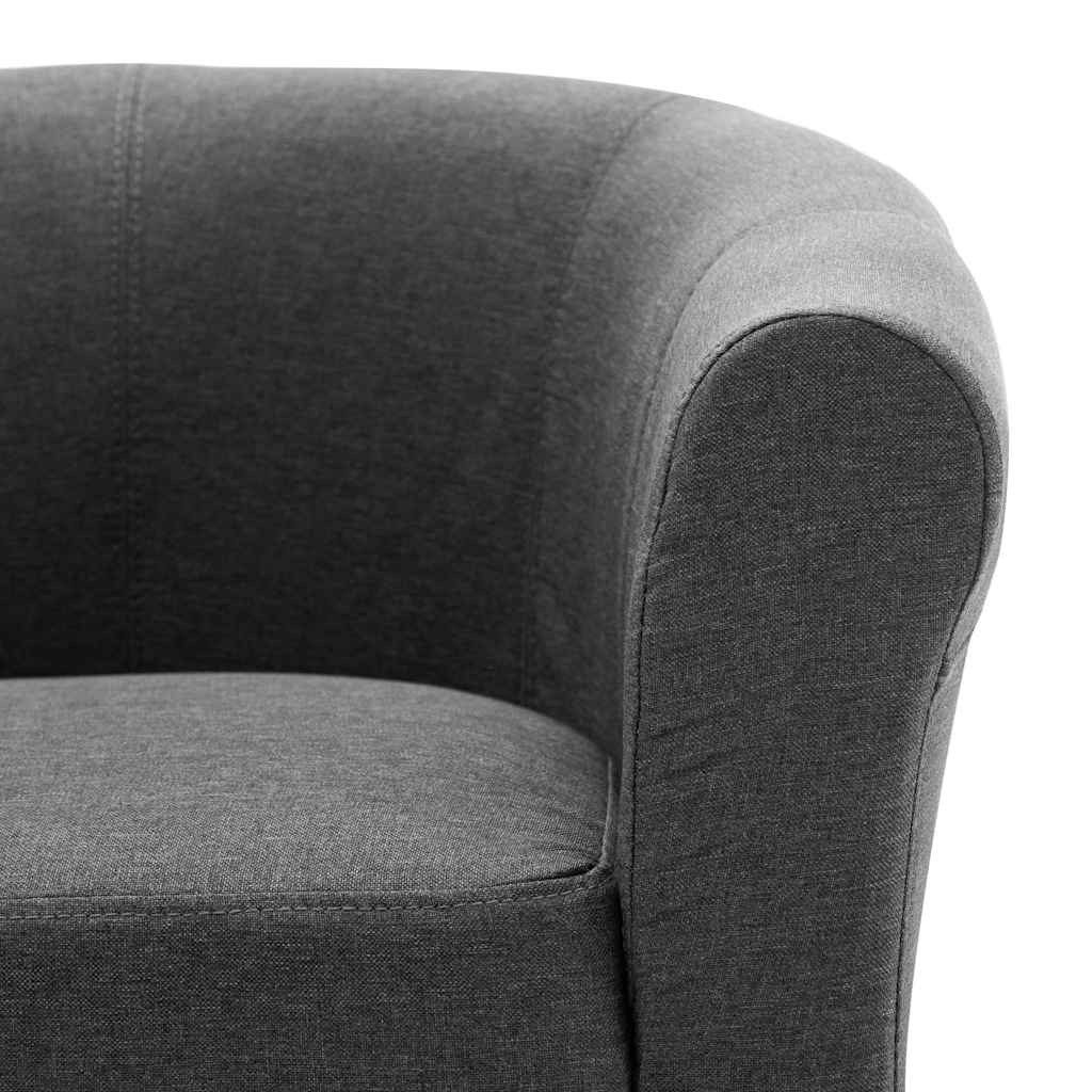 2 Piece Armchair and Stool Set Dark Grey Fabric