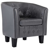 Tub Chair Grey Faux Leather - Front View