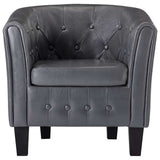 Tub Chair Grey Faux Leather - Side View