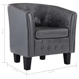 Tub Chair Grey Faux Leather - Close-Up Angle