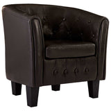 Tub Chair Brown Faux Leather - Front View