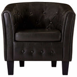 Tub Chair Brown Faux Leather