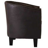 Tub Chair Brown Faux Leather - Top-Down View