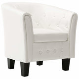 Tub Chair White Faux Leather - Front View