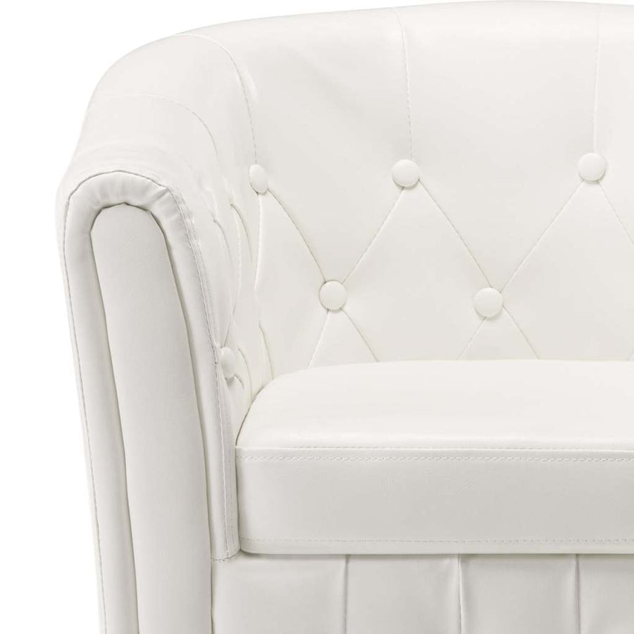 Tub Chair White Faux Leather