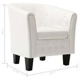 Tub Chair White Faux Leather - Low Angle