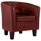 Tub Chair Wine Red Faux Leather - Front View