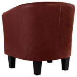 Tub Chair Wine Red Faux Leather - 45-Degree Angle