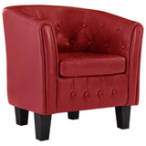 Tub Chair Red Faux Leather - Front View