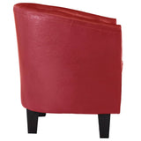 Tub Chair Red Faux Leather - Side View
