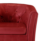 Tub Chair Red Faux Leather - 45-Degree Angle