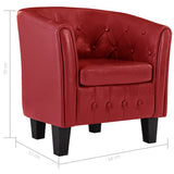 Tub Chair Red Faux Leather - Close-Up Angle
