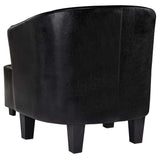 Tub Chair with Footstool Black Faux Leather - Top-Down View