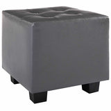 Tub Chair with Footstool Grey Faux Leather - Rear View